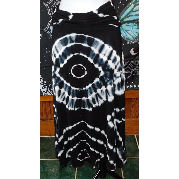 I-N-C International Concepts Black Evil Eye Tie Die Maxi Skirt - Picture 1 of 6